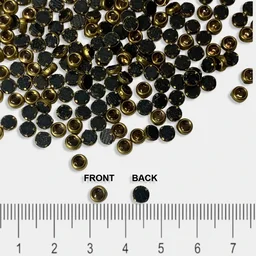 Kundan Stone 3mm Color Gold Flat Back Framed Round Shape - Gold, 50gms, 3MM, Round