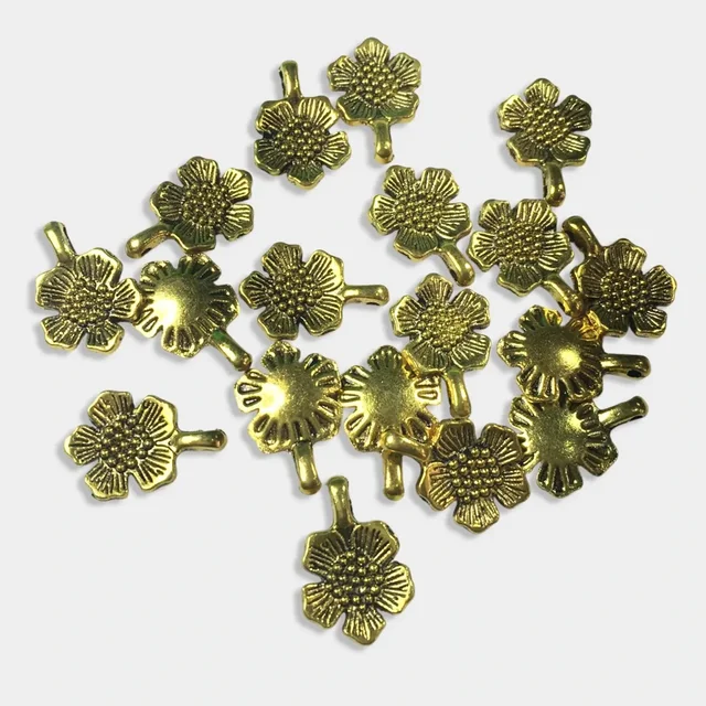 Jewellery Making Metal Charms – Findings (Gold Flower Pendant)
