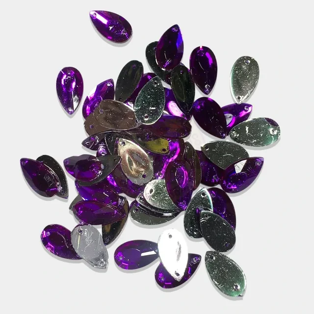 Kundan Stone 16X9mm Color Violet Drop or Thilak Shape with Hole - Violet, 25 gms, 16x9MM, Drop