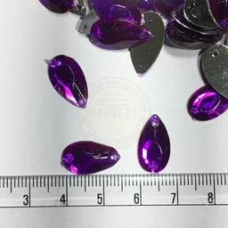 Kundan Stone 16X9mm Color Violet Drop or Thilak Shape with Hole - Violet, 25 gms, 16x9MM, Drop