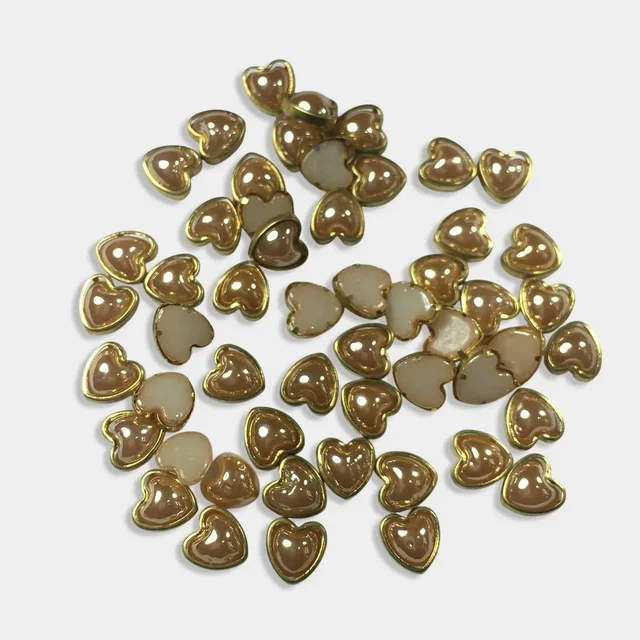 Kundan Stone Heart Shape Golden Ceramic 8mm - 50gms, 8MM, Heart