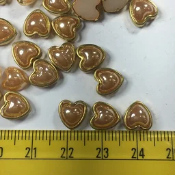 Kundan Stone Heart Shape Golden Ceramic 8mm - 50gms, 8MM, Heart