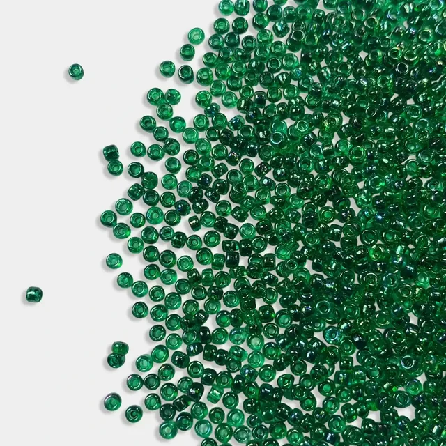 Glass Seed Beads in Green Color 10-0 2mm - 50 grams