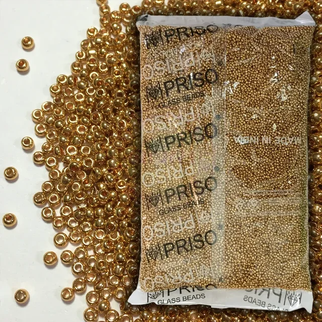Priso Brand Beads 12-0 Gold Color - 100 Grams Pack - 100 grams