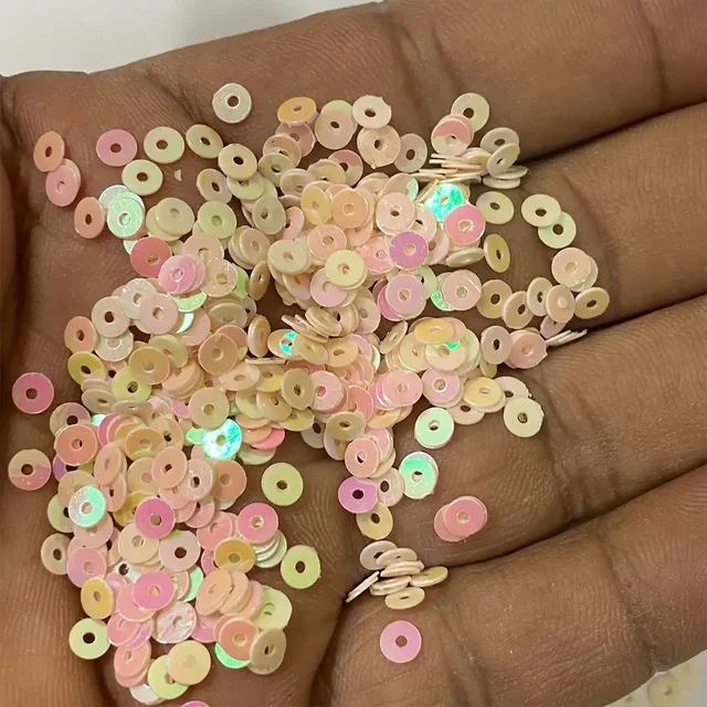 Round Shape Sewing Shiny or Rainbow Sequins Baby Pink Iridescent Color 4MM (20grams)