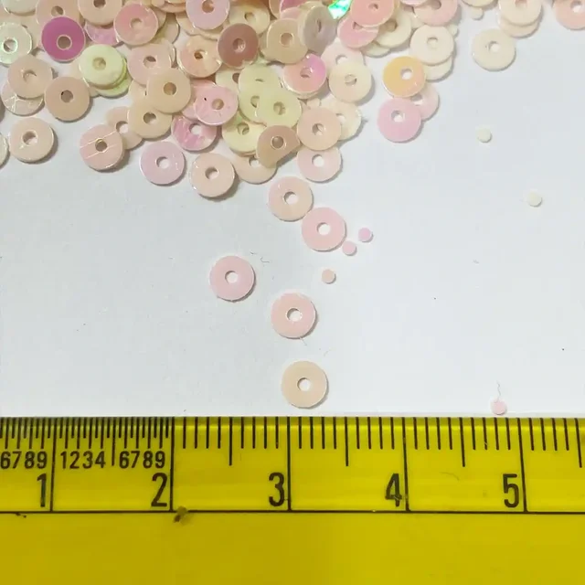 Round Shape Sewing Shiny or Rainbow Sequins Baby Pink Iridescent Color 4MM (20grams)