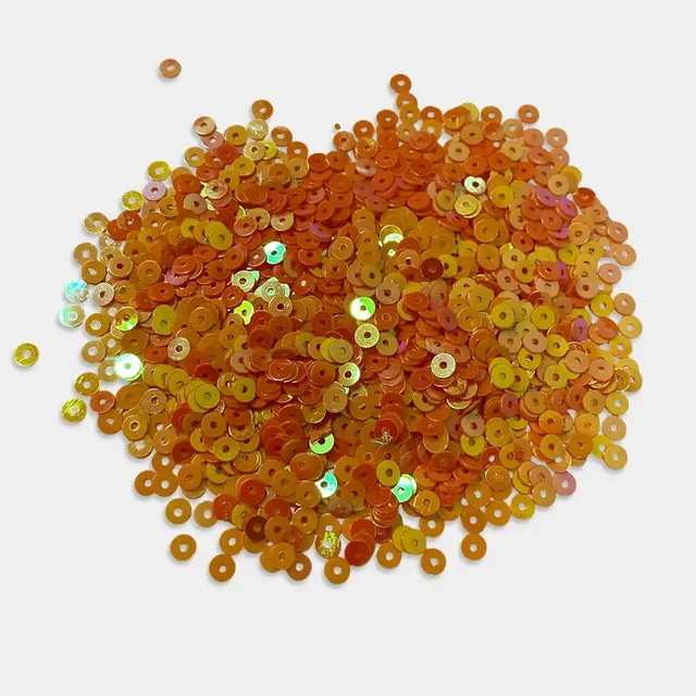 Round Shape Sewing Shiny or Rainbow Sequins Orange Iridescent Color 4MM (20grams)