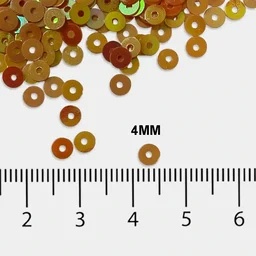 Round Shape Sewing Shiny or Rainbow Sequins Orange Iridescent Color 4MM (20grams)