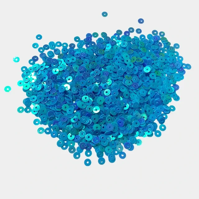Round Shape Sewing Shiny or Rainbow Sequins Sky Blue Iridescent Color 4MM (20grams)