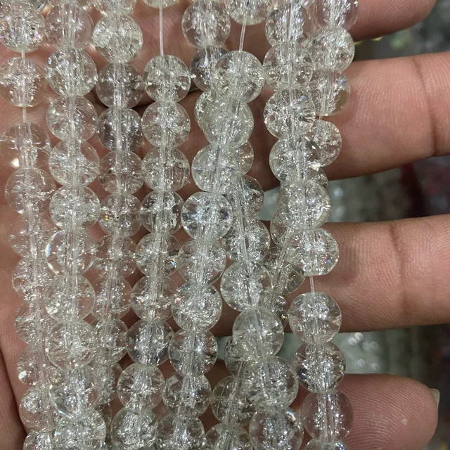 Crackle Beads White Color 8mm - Pack of 1 String