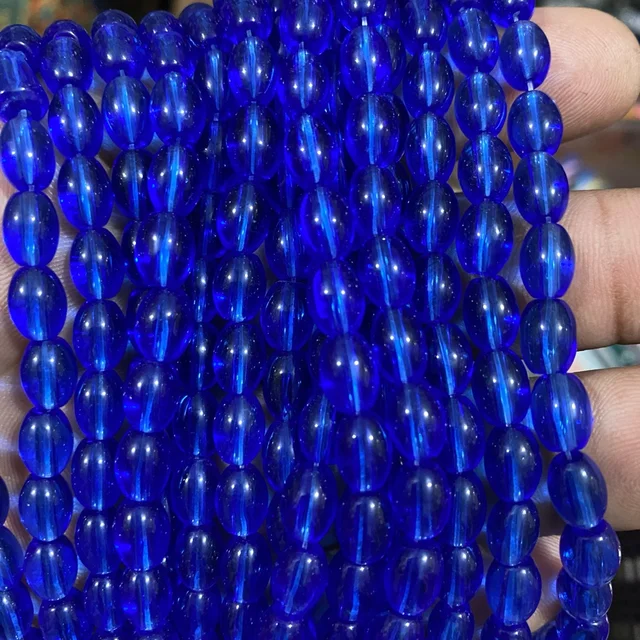 Oval Shape Beads 8x6mm Blue Color - Pack Of 1 String 
