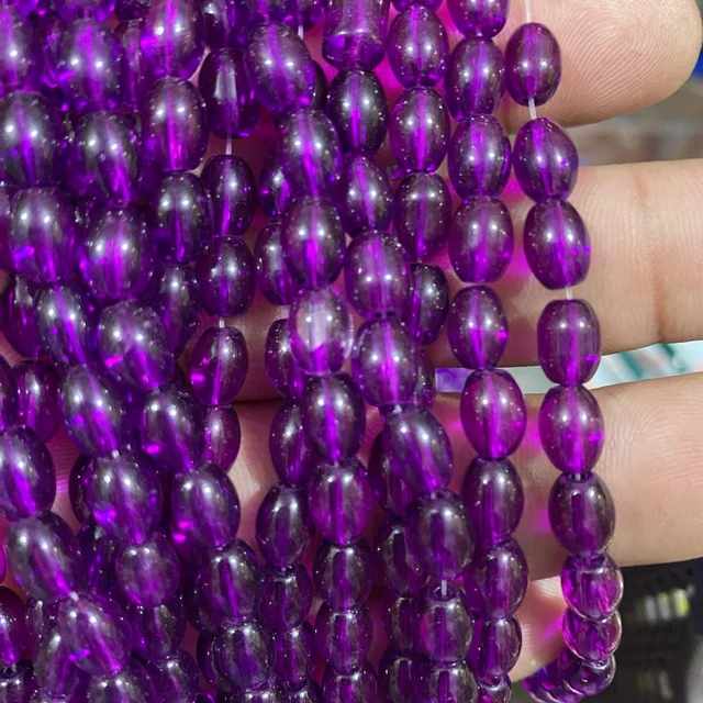 Oval Shape Beads 8x6mm Violet Color - Pack Of 1 String 
