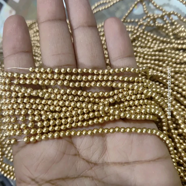 3mm Dull Gold Beads -Premium Quality (1 Bunch) -12 Lines