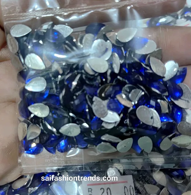 8x5 Plain Drop Kundan -10 Grams Blue