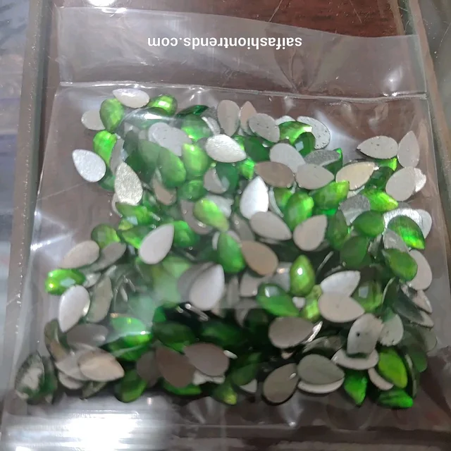 8x5 Plain Drop Kundan -10 Grams Light Green