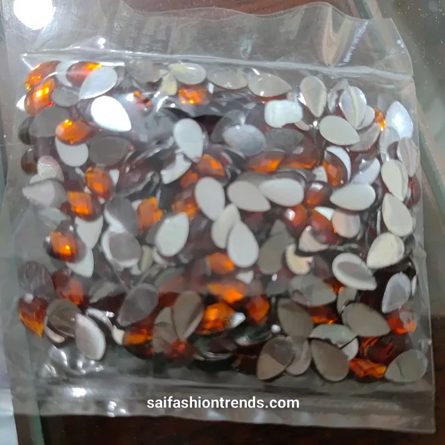 8x5 Plain Drop Kundan -10 Grams Orange 