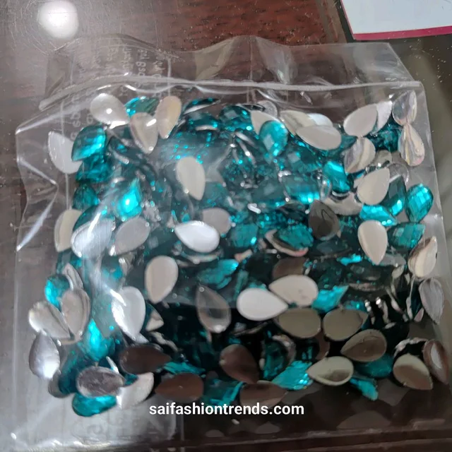 8x5 Plain Drop Kundan -10 Grams Rama Green 