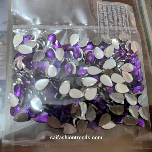 8x5 Plain Drop Kundan -10 Grams Violet Color