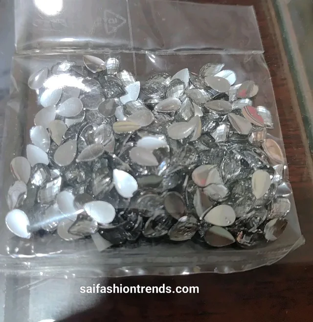 8x5 Plain Drop Kundan -10 Grams White Color