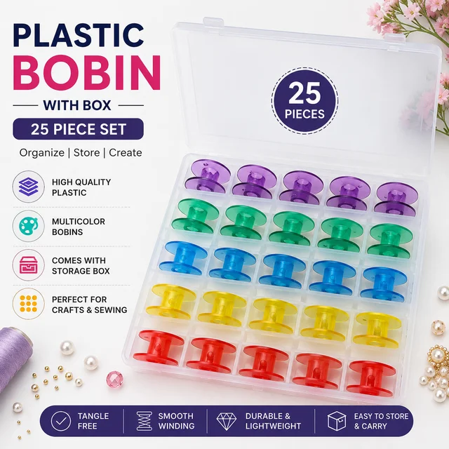 Plastic Bobin With Box -25 Piece Set