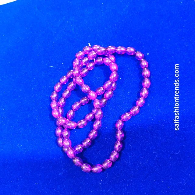 Oval Shape Bead for Blouse Hanging- Color Dark Violet (1line Approx 80 Beads)