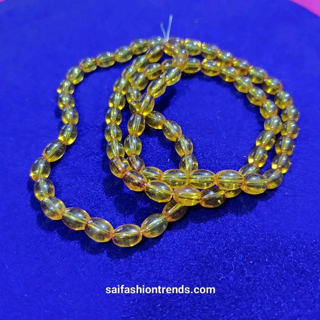 Oval Shape Bead for Blouse Hanging -color Yellow (1 Line Approx 80 Bead)