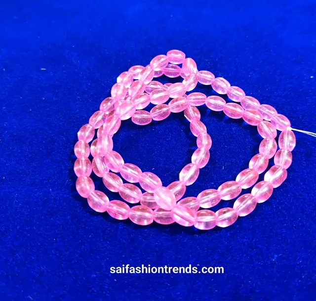 Oval Shape Bead for Blouse Hanging -color Baby Pink (1 Line Approx 80 Beads)