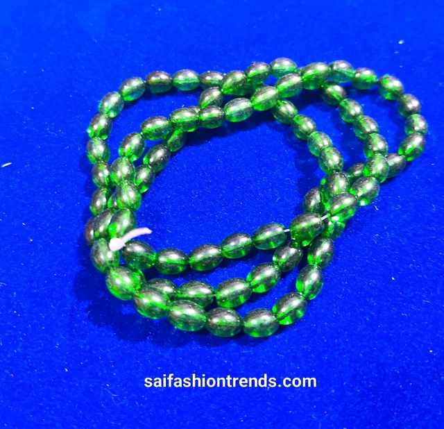Oval Shape Bead for Blouse Hanging -color Green (1 Line Approx 80 Beads)