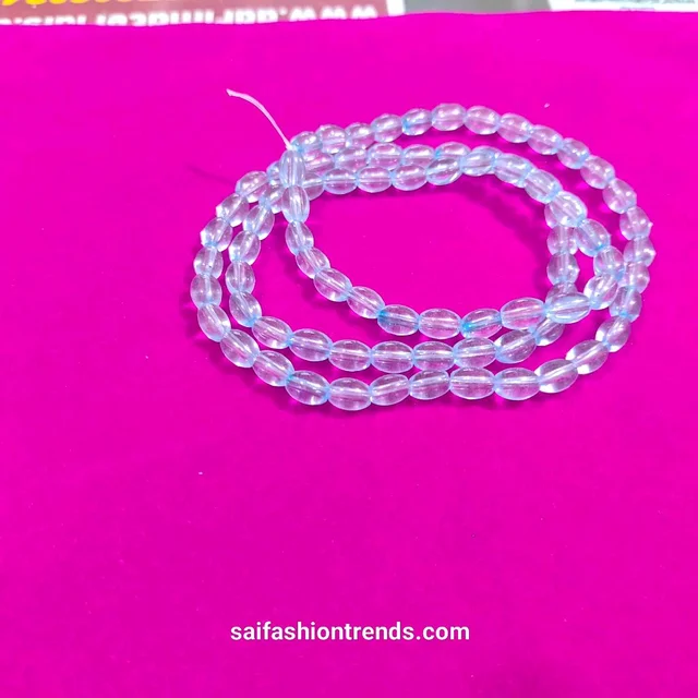 Oval Shape Bead for Blouse Hanging -Color Light Skyblue (1 Line Approx 80 Beads)