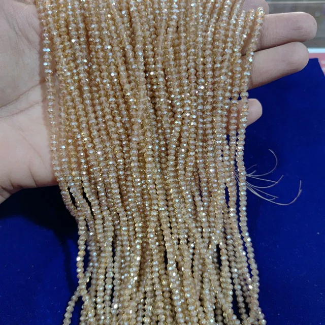 3mm Round Crystal -1 Line (Gold Color)