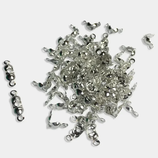Silver Color Bead Clasps or Crimp Ends for Jewelry Making and Crafts - 10gms