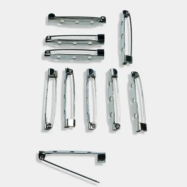 3-Hole Silver Color Brooch Clasps for Jewellery Making - 10 pieces