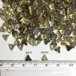 Kundan Stone 4mm White Color Flat Back Framed Triangle Shape - White, 50gms, 4MM, Triangle