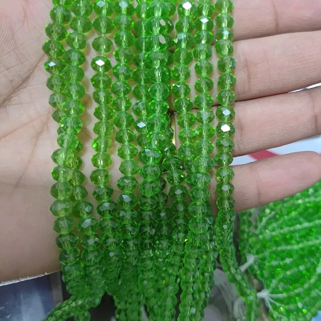 Crystal Beads 6mm Round Light Green Color Glass (1 Line)
