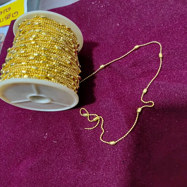 Ball Chain with Golden Beads -1 Meter (Gold Color)