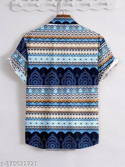 Men's Stylish Shirt |Ethnic Motif Pattern |Exclusive Print Design | - Lochmara, L