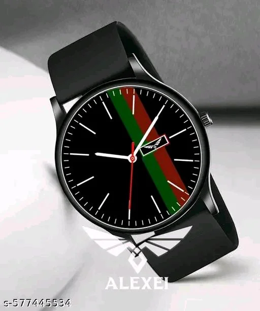 ALEXEI Premium Silicone Belt | Durable & Trendy Analog Watch - For Men And Boy's - Black