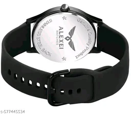 ALEXEI Premium Silicone Belt | Durable & Trendy Analog Watch - For Men And Boy's - Black