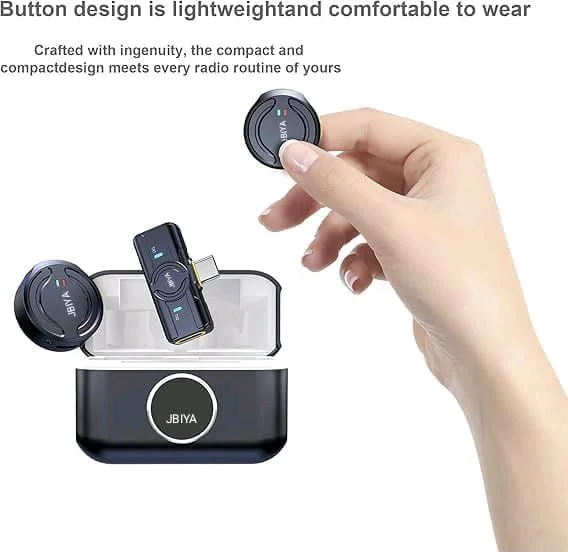 JBIYA Wireless Lavalier Microphone for iPhone/Android, with Lightning/USB-C Plug-Play Wireless Microphones with Noises Cancellation, Omnidirectional Condenser Mic for Video Recording, Podcast, Vlog