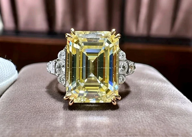 Yellow Emerald Shape LGD Diamond, 3 cts, IGI Certified 
