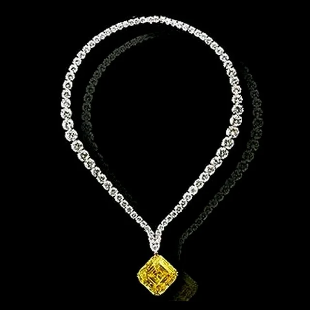 Luxury Designer Necklace, 7 Cts Yellow LGD Diamond in Center 