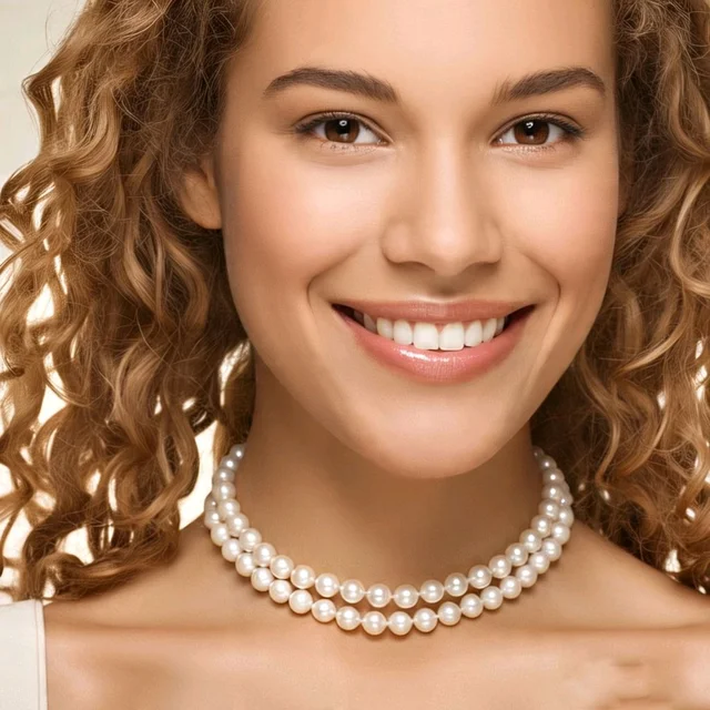Two Liner Cream Pearl Choker - Certified Freshwater Pearl 