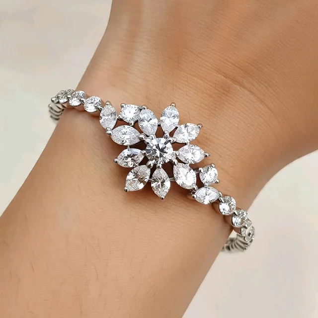 Floral Diamond Bracelet, LGD Fancy Cut Diamond
