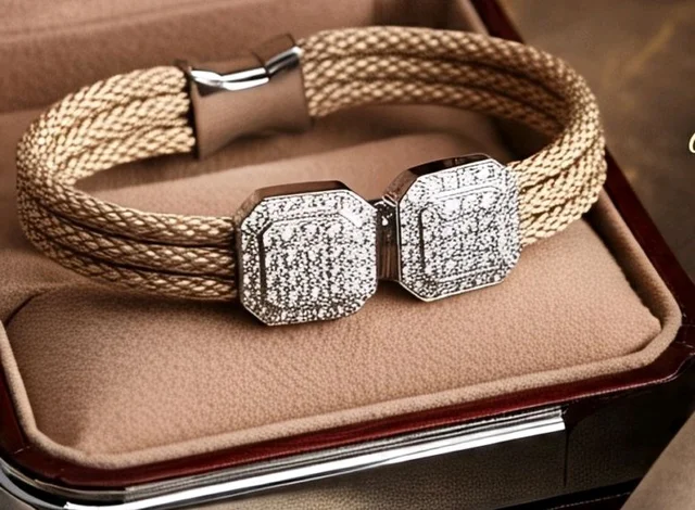 Diamond and Leather Rope Bracelet 