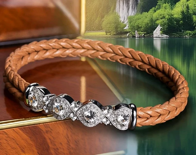 Diamond Bracelet With Artificial Leather 