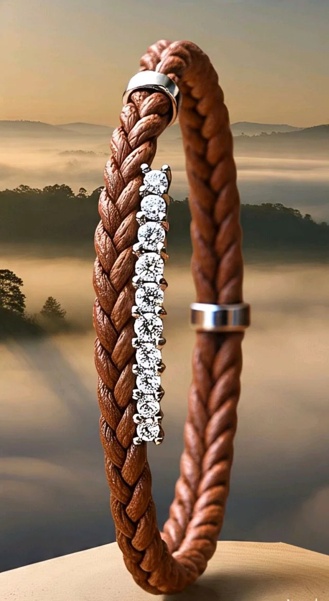 Diamond Bracelet With Artificial Leather 