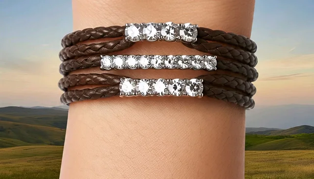 Diamond Bracelet With Artificial Leather 