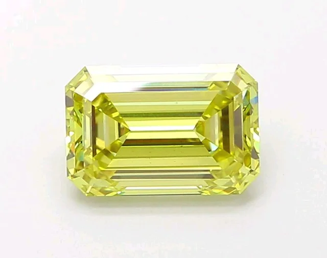 Yellow Emerald Shape ,  LGD ,   4 Cts, ,   IGI Certified 