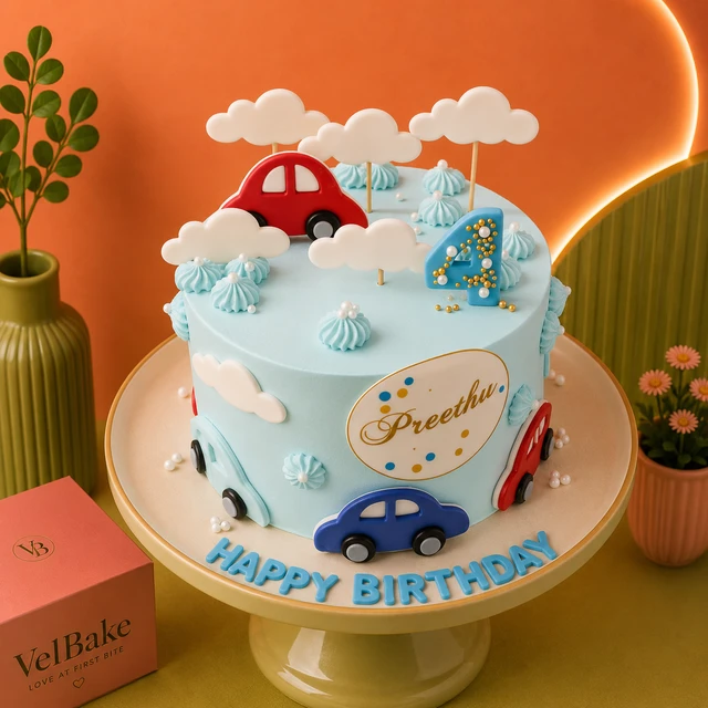 Car Theme Kids Cake