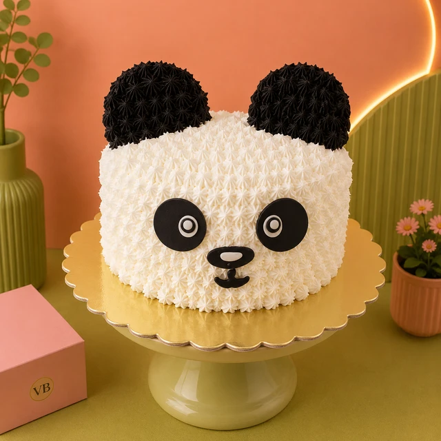 Cute Panda Semi Fondant Birthday Cake
